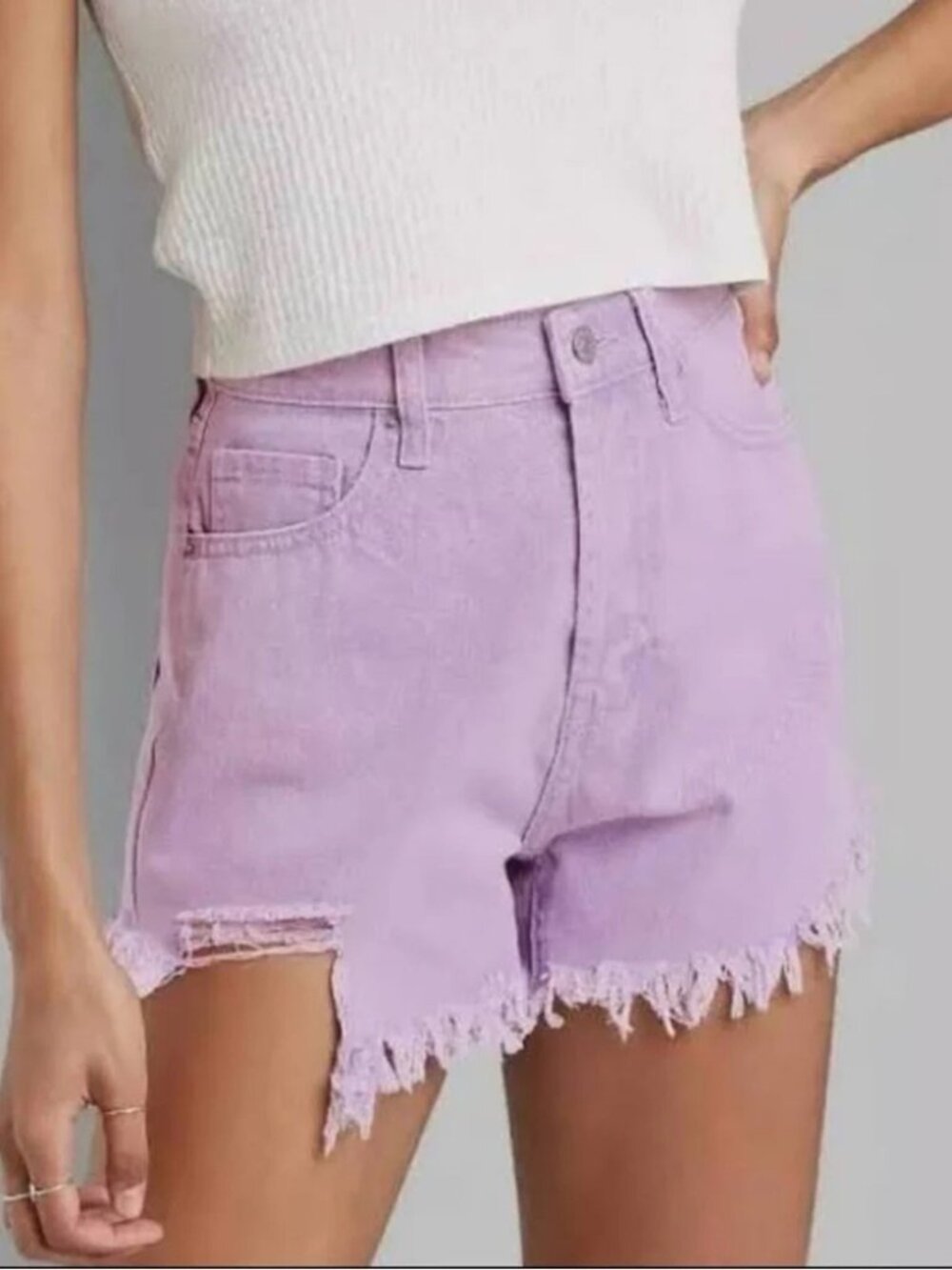 wild fable Lavender Frayed Hem Denim Shorts